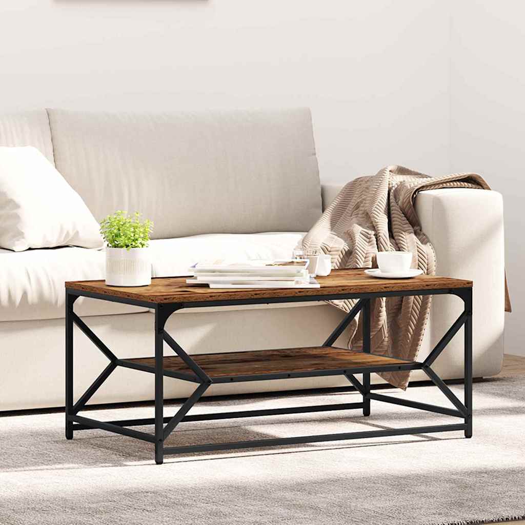 vidaXL Couchtisch Altholz 90 x 50 x 40 cm Ingenieure Holz und Stahl