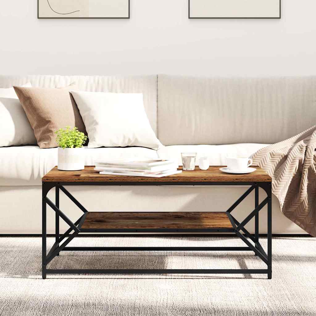 vidaXL Couchtisch Altholz 90 x 50 x 40 cm Ingenieure Holz und Stahl
