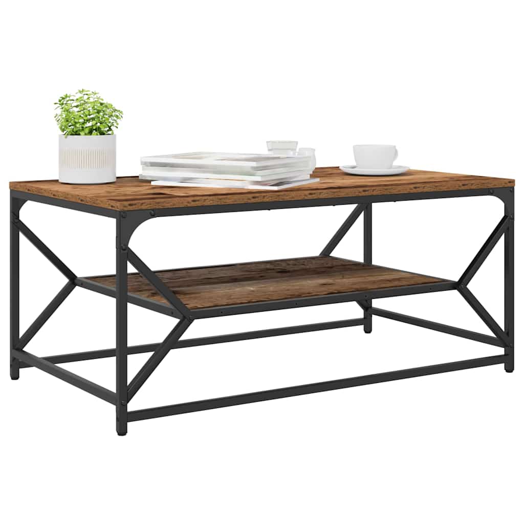vidaXL Couchtisch Altholz 90 x 50 x 40 cm Ingenieure Holz und Stahl