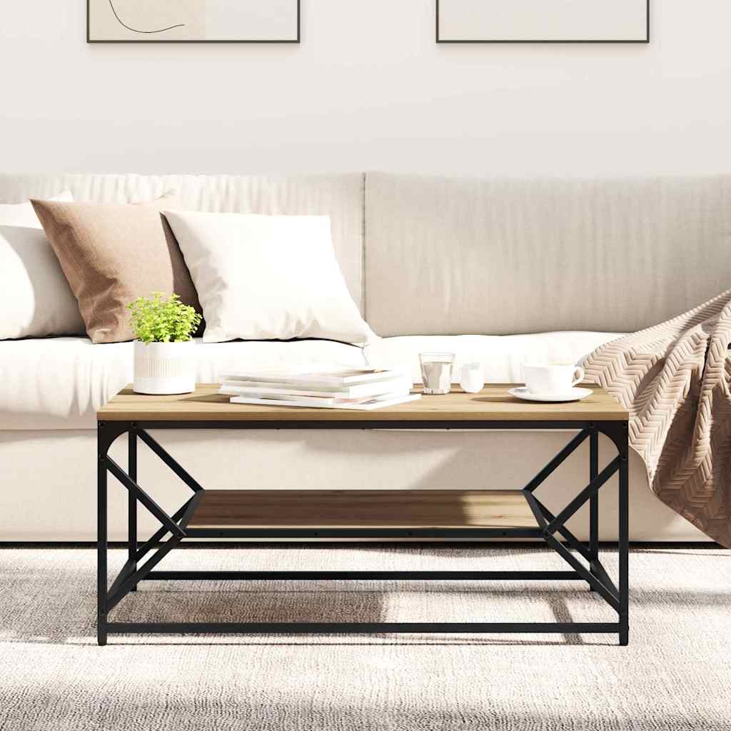 vidaXL Table basse chêne artisan 90 x 50 x 40 cm