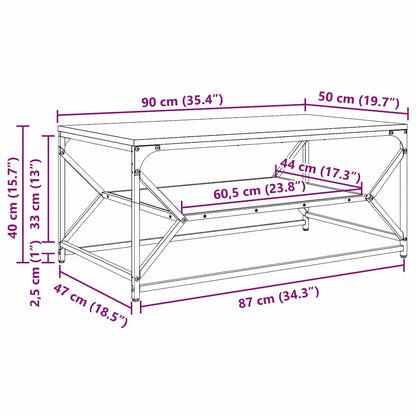 vidaXL Table basse chêne artisan 90 x 50 x 40 cm