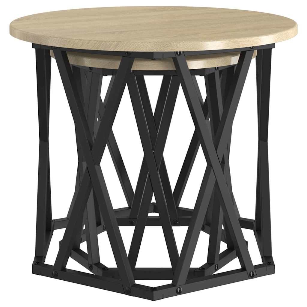 vidaXL Tables d'appoint 2 pcs Chêne Sonoma Bois d'ingénierie et acier