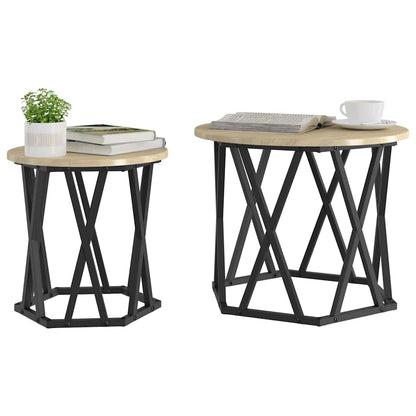 vidaXL Tables d'appoint 2 pcs Chêne Sonoma Bois d'ingénierie et acier