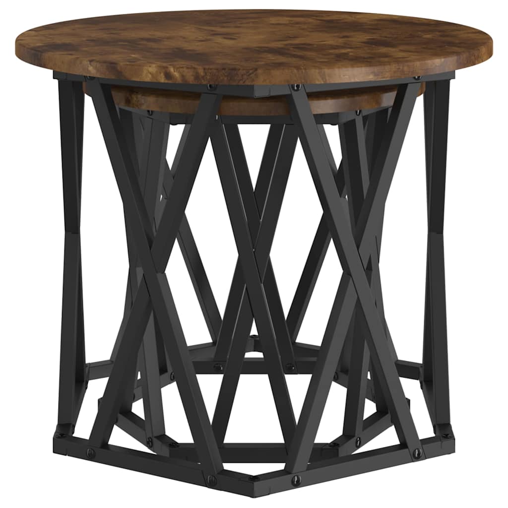 vidaXL Tables d'appoint 2 pcs Chêne fumé Bois d'ingénierie et Acier