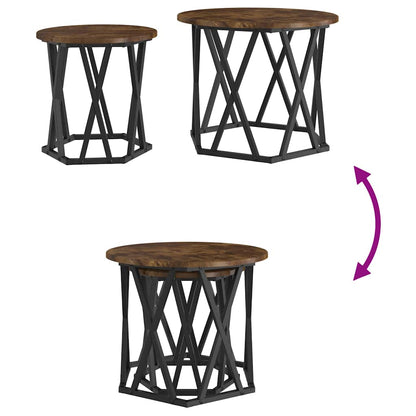 vidaXL Tables d'appoint 2 pcs Chêne fumé Bois d'ingénierie et Acier