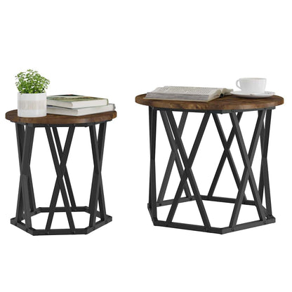 vidaXL Tables d'appoint 2 pcs Chêne fumé Bois d'ingénierie et Acier