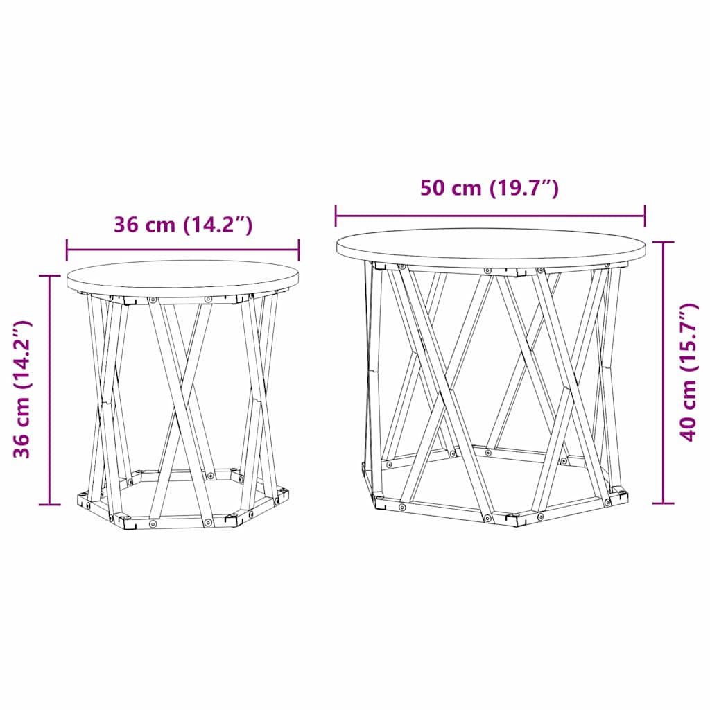 vidaXL Tables d'appoint 2 pcs Bois d'ingénierie Sonoma gris et acier