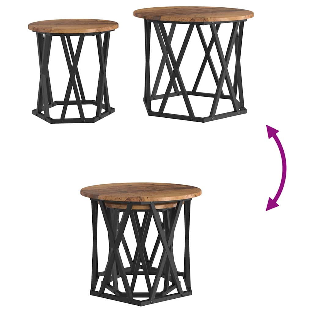 vidaXL Beistelltisch 2 pcs Altholz Ingenieure Holz und Stahl