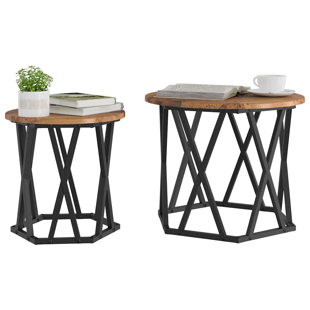 vidaXL Beistelltisch 2 pcs Altholz Ingenieure Holz und Stahl