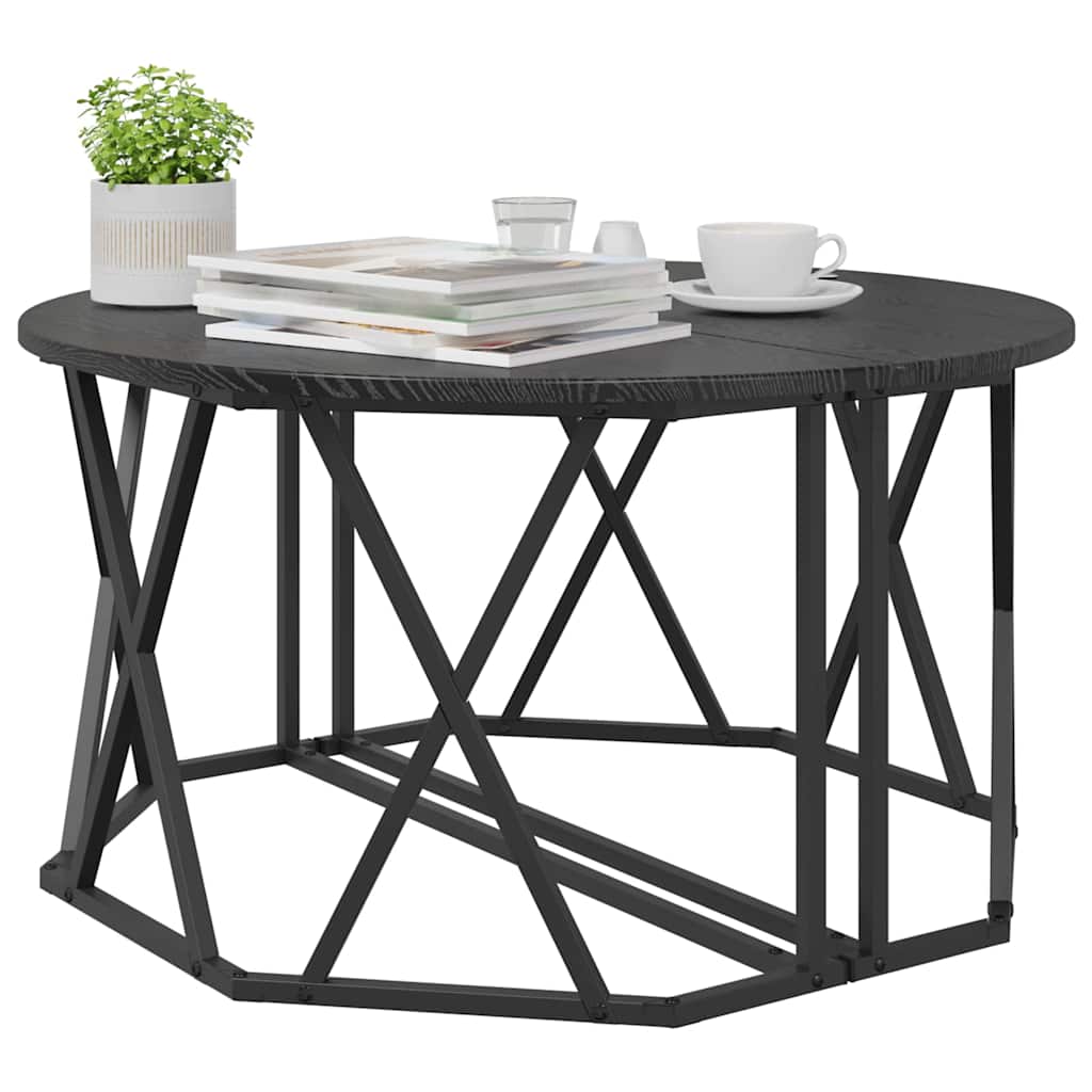 vidaXL Couchtisch Schwarz Eichen-Optik 80 x 80 x 42 cm