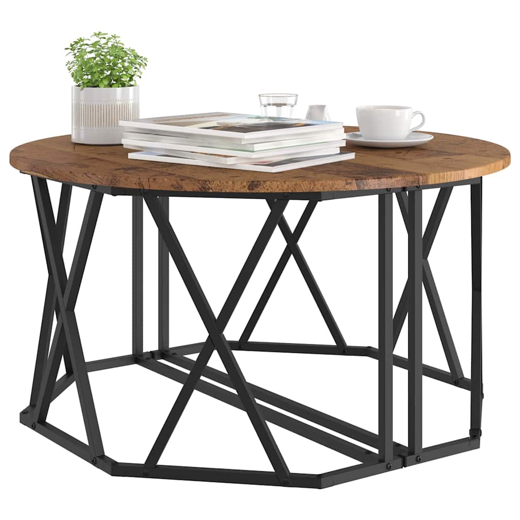 vidaXL Couchtisch Altholz 80 x 80 x 42 cm Ingenieure Holz und Stahl