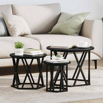 vidaXL Nesting Beistelltisch 3 pcs Schwarz Eichen-Optik