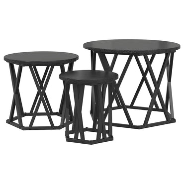 vidaXL Nesting Beistelltisch 3 pcs Schwarz Eichen-Optik