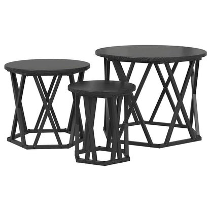 vidaXL Nesting Beistelltisch 3 pcs Schwarz Eichen-Optik