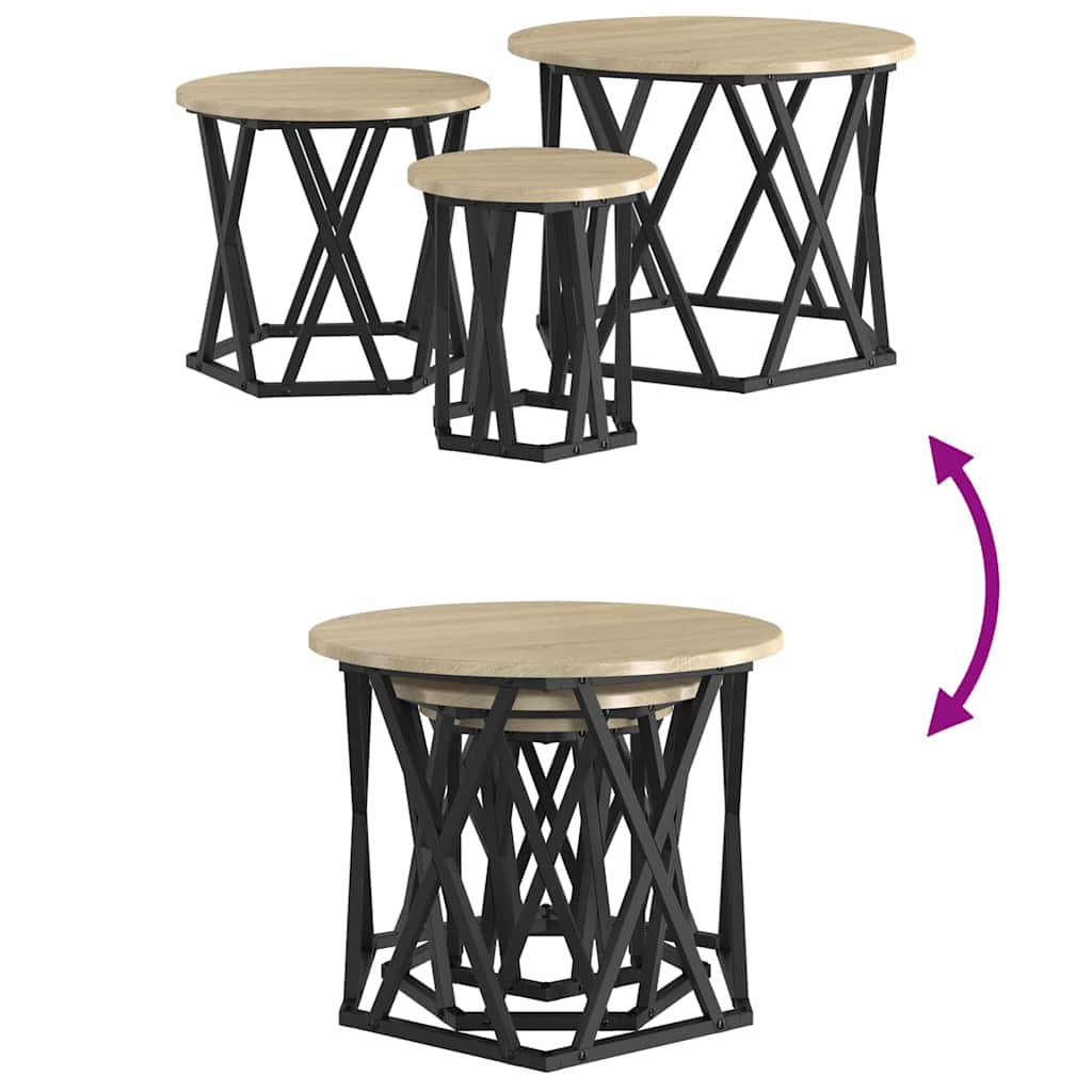 vidaXL Nesting Beistelltisch 3 pcs Sonoma-Eiche