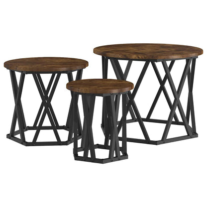 vidaXL Nesting Beistelltisch 3 pcs Geräucherte Eiche