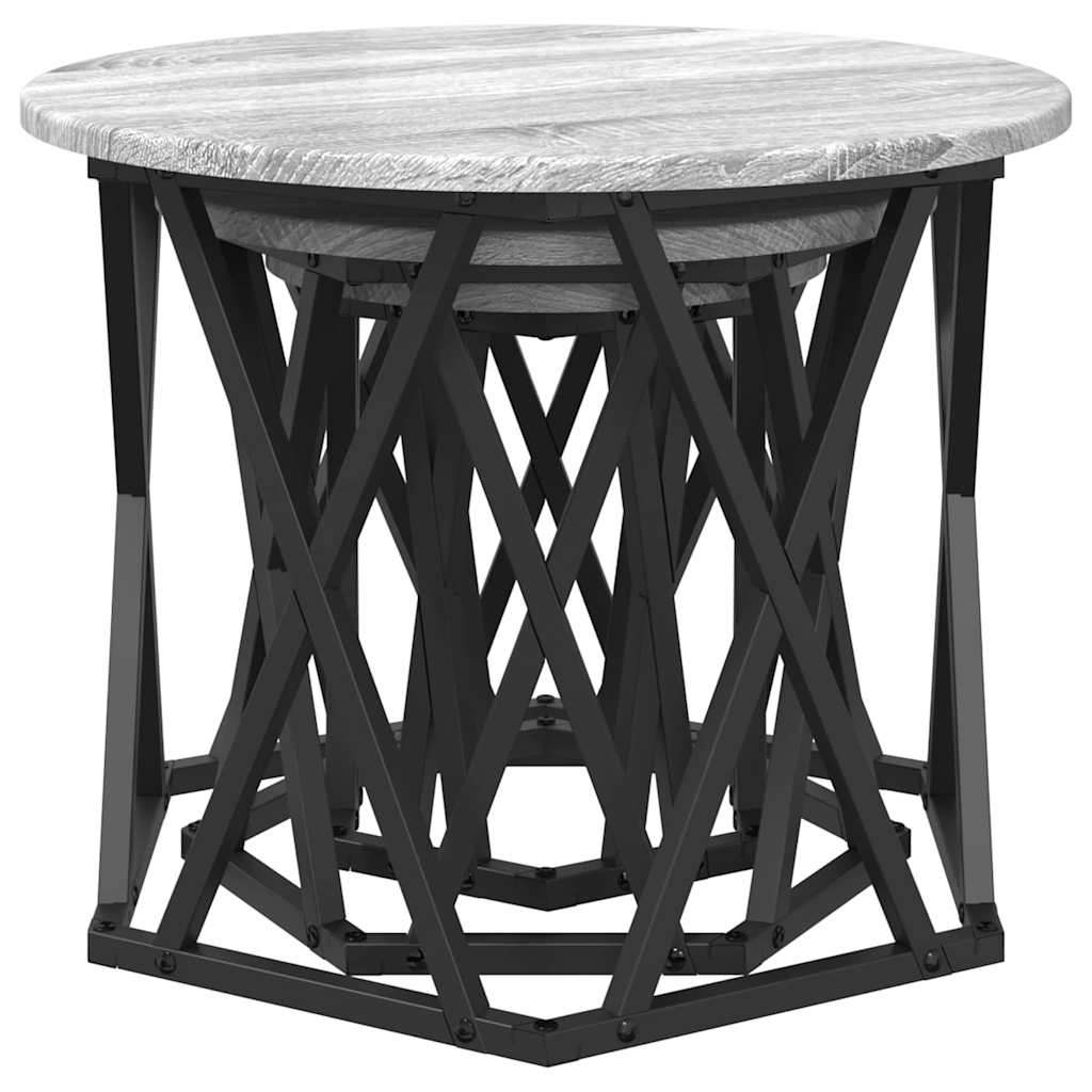 vidaXL Nesting Beistelltisch 3 pcs Graues Sonoma