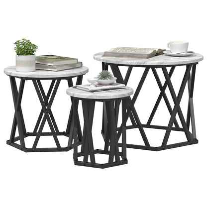 vidaXL Nesting Beistelltisch 3 pcs Graues Sonoma