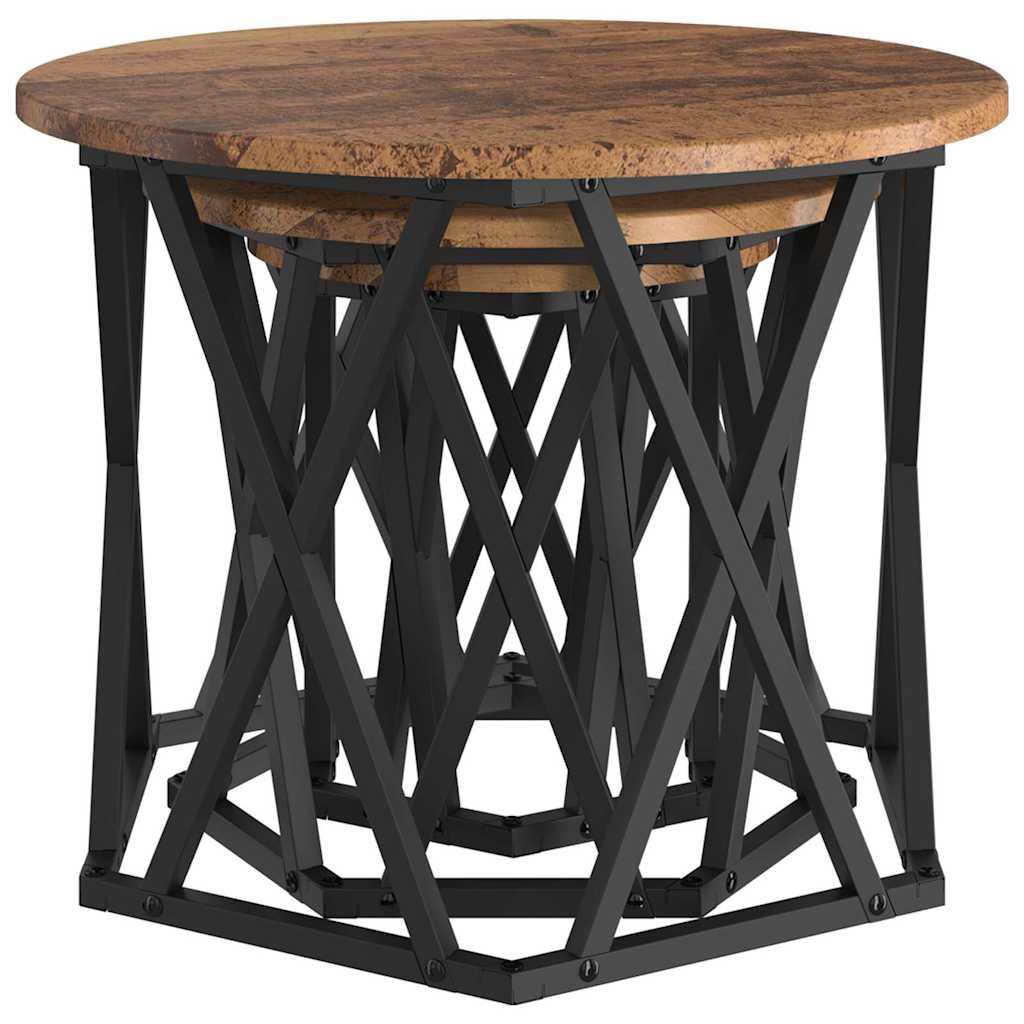 Nesting Beistelltisch 3 pcs Altholz Ingenieure Holz und Stahl