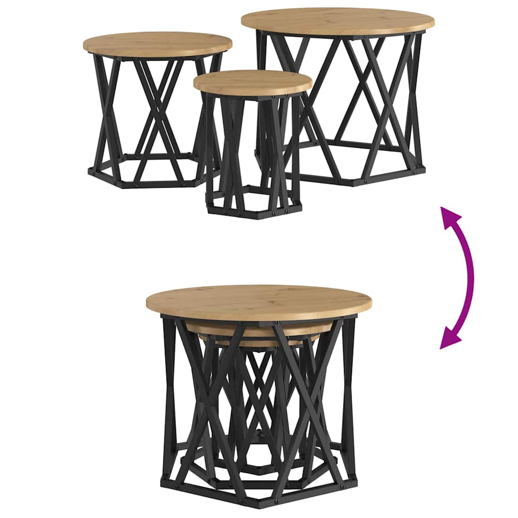 vidaXL Nesting Beistelltisch 3 pcs Artisan-Eiche