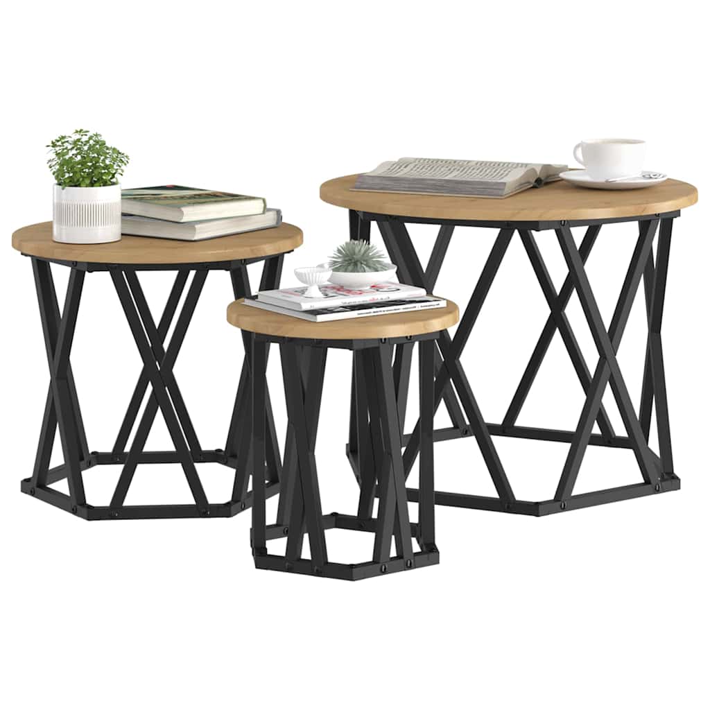 vidaXL Nesting Beistelltisch 3 pcs Artisan-Eiche