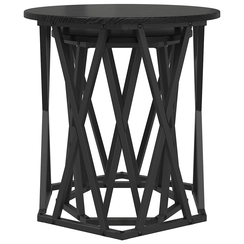 Couchtisch 2 pcs Schwarz Eichen-Optik Ingenieure Holz und Stahl