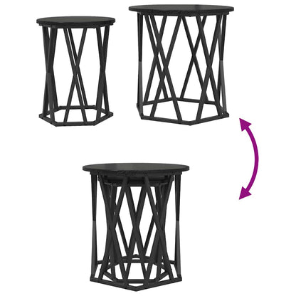 Couchtisch 2 pcs Schwarz Eichen-Optik Ingenieure Holz und Stahl