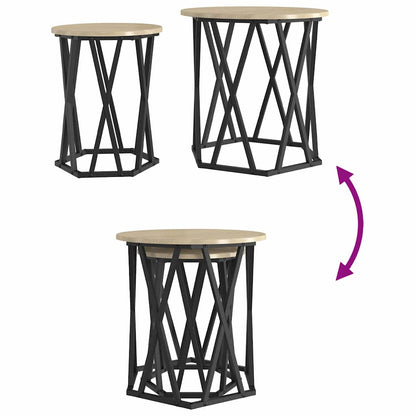 Couchtisch 2 pcs Sonoma-Eiche Ingenieure Holz und Stahl