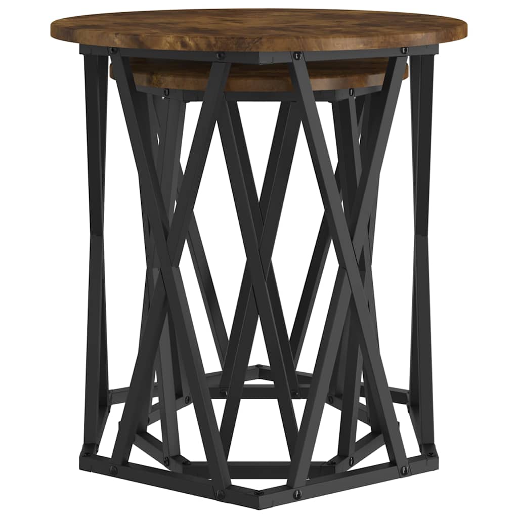 Couchtisch 2 pcs Geräucherte Eiche Ingenieure Holz und Stahl