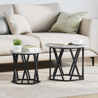 vidaXL Couchtisch 2 pcs Graues Sonoma Ingenieure Holz und Stahl