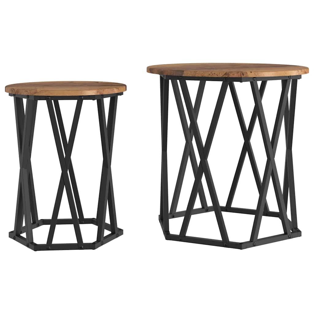 Couchtisch 2 pcs Altholz Ingenieure Holz und Stahl