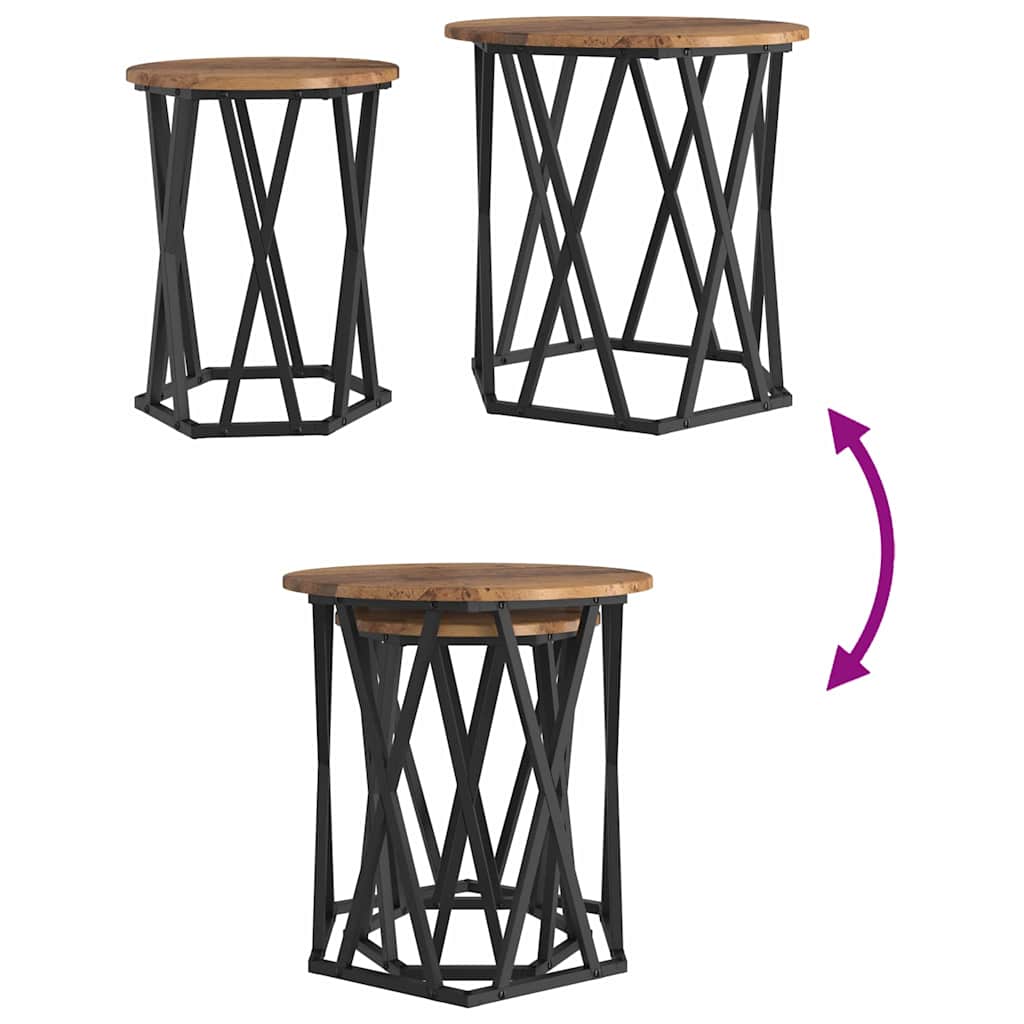 Couchtisch 2 pcs Altholz Ingenieure Holz und Stahl