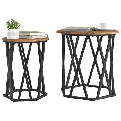 Couchtisch 2 pcs Altholz Ingenieure Holz und Stahl