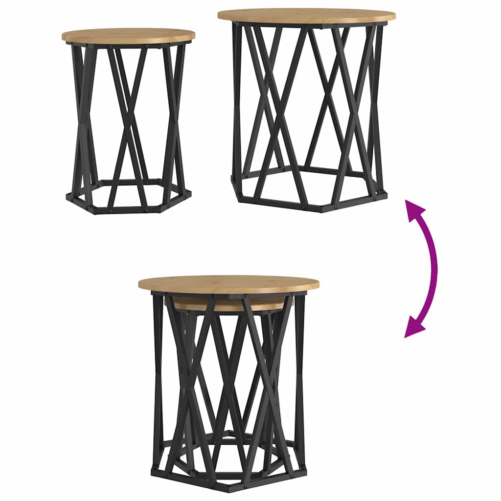 Couchtisch 2 pcs Artisan-Eiche Ingenieure Holz und Stahl