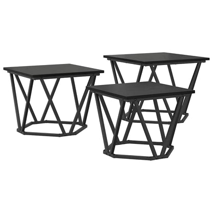 vidaXL Couchtisch 3 pcs Schwarz Eichen-Optik Ingenieure Holz und Stahl
