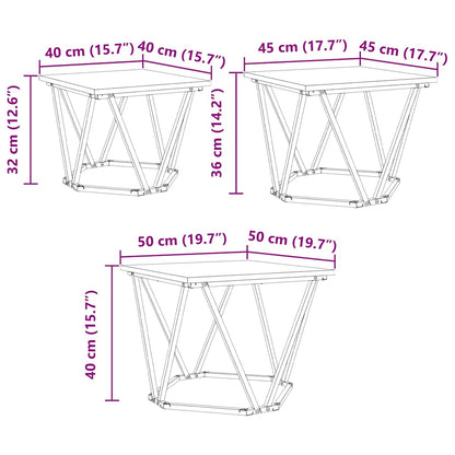 vidaXL Couchtisch 3 pcs Schwarz Eichen-Optik Ingenieure Holz und Stahl