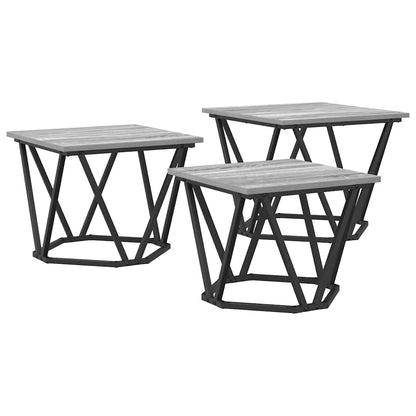 vidaXL Couchtisch 3 pcs Graues Sonoma Ingenieure Holz und Stahl