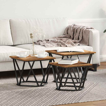 vidaXL Couchtisch 3 pcs Altholz Ingenieure Holz und Stahl