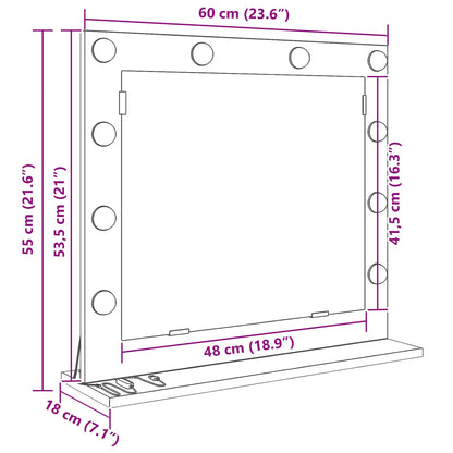 Waschtischspiegel Rechtwinklig Beton Grau 60 x 55 x 18 cm