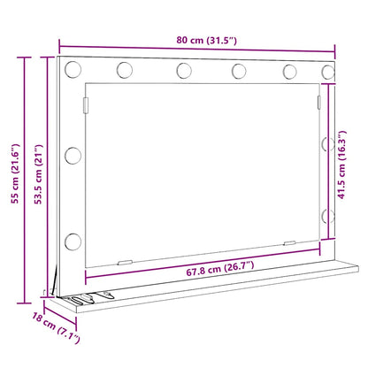 Waschtischspiegel Rechtwinklig Artisan-Eiche 80 x 55 x 18 cm