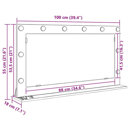 Waschtischspiegel Rechtwinklig Artisan-Eiche 100 x 55 x 18 cm