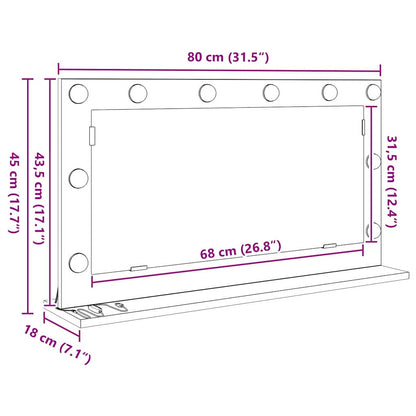 Waschtischspiegel Rechtwinklig Graues Sonoma 80 x 45 x 18 cm