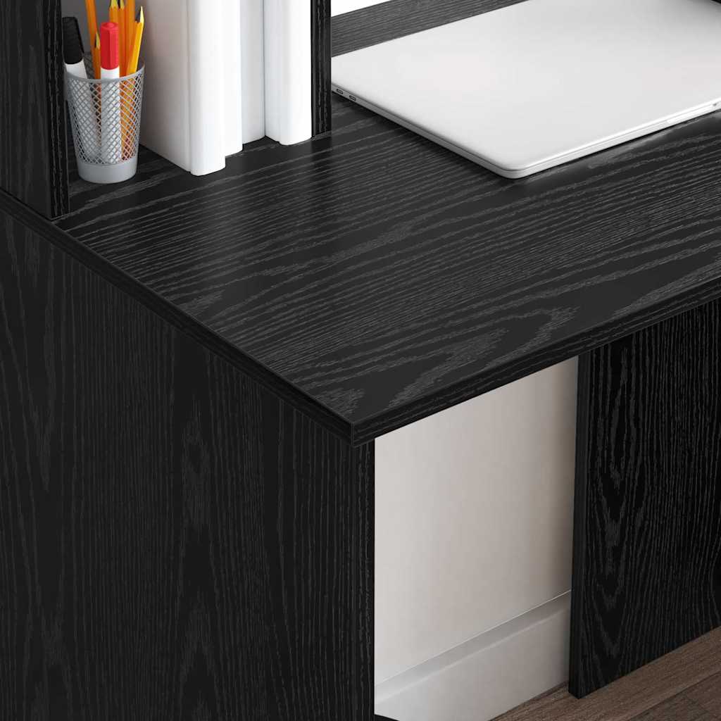 vidaXL Schreibtisch mit Regal Schwarz Eichen-Optik 91 x 50 x 149 cm