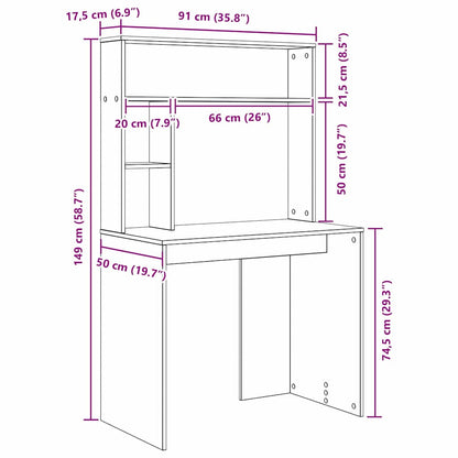 vidaXL Schreibtisch Artisan-Eiche 91 x 50 x 149 cm Holzwerkstoff