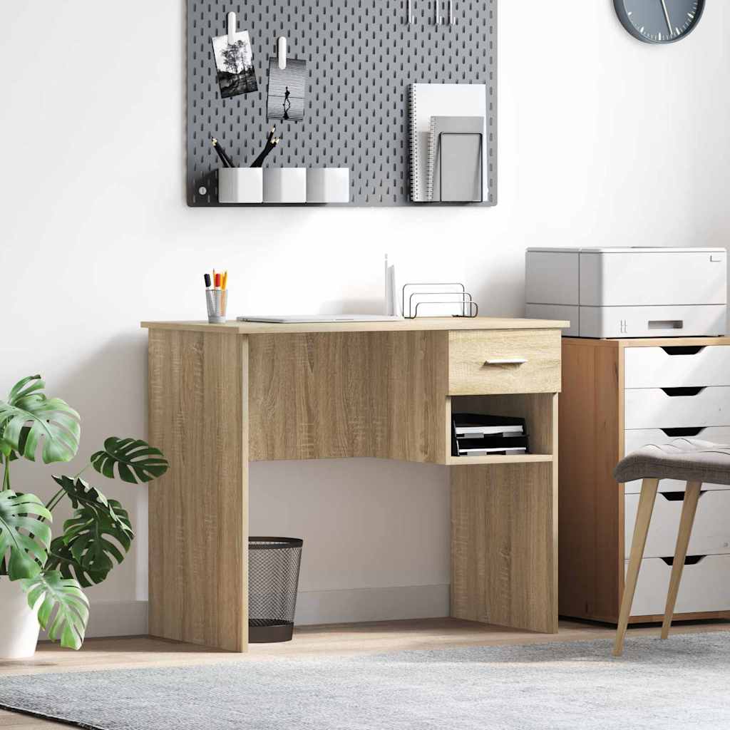 vidaXL Schreibtisch Sonoma-Eiche 90 x 49 x 75 cm Holzwerkstoff