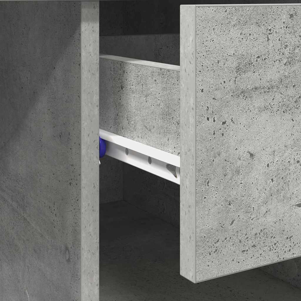 vidaXL Schreibtisch mit Regal Beton Grau 90 x 49 x 75 cm Holzwerkstoff