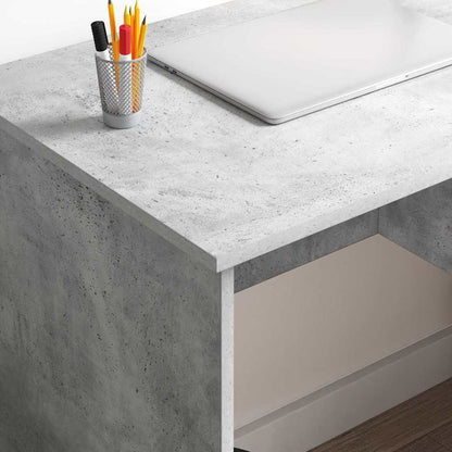 vidaXL Schreibtisch mit Regal Beton Grau 90 x 49 x 75 cm Holzwerkstoff