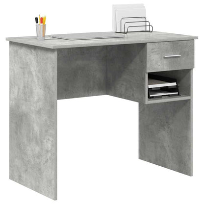 vidaXL Schreibtisch mit Regal Beton Grau 90 x 49 x 75 cm Holzwerkstoff
