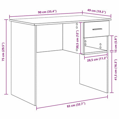 vidaXL Schreibtisch mit Regal Altholz 90 x 49 x 75 cm Holzwerkstoff