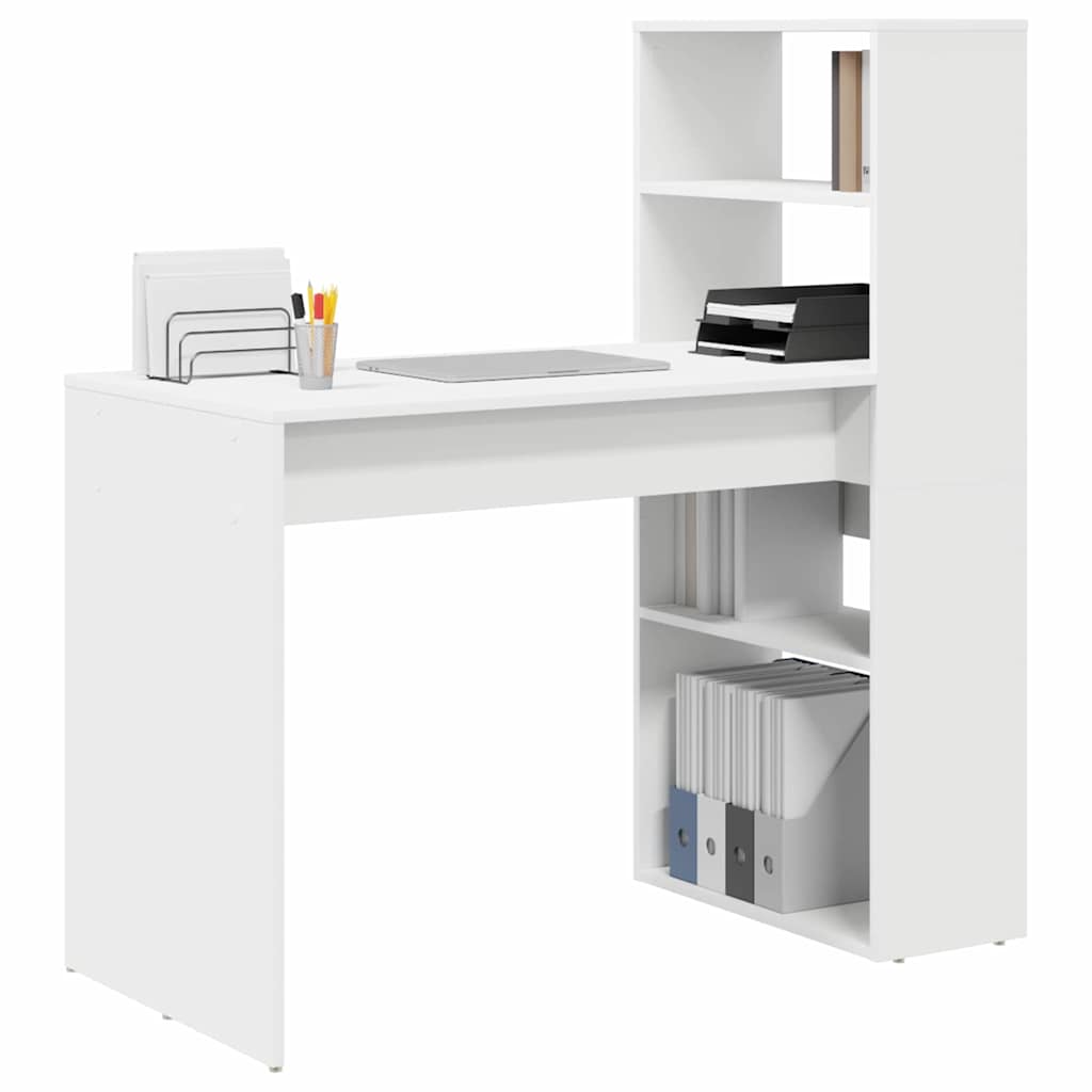 vidaXL Schreibtisch mit Regal Weiß 113 x 54 x 120 cm Holzwerkstoff